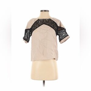 RACHEL Rachel Roy Beige and Black Lace Blouse